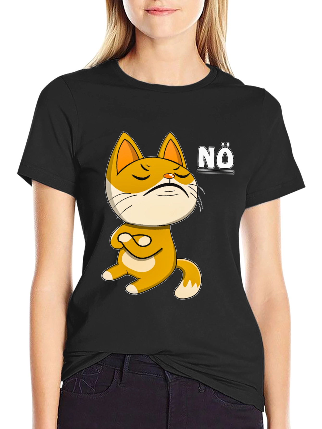 Black Nö Cat Graphic T-Shirt: Men's Black Tee view 2