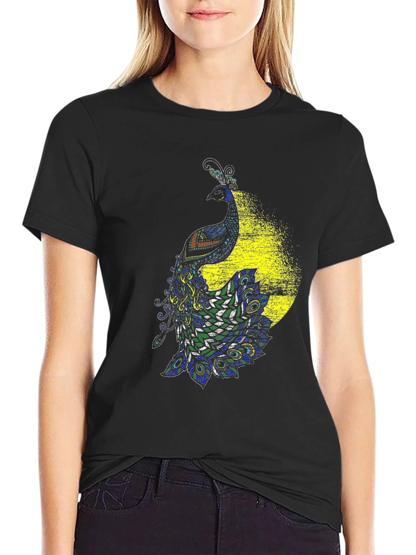 Peacock Graphic Black T-Shirt - Bold & Stylish Design - 2