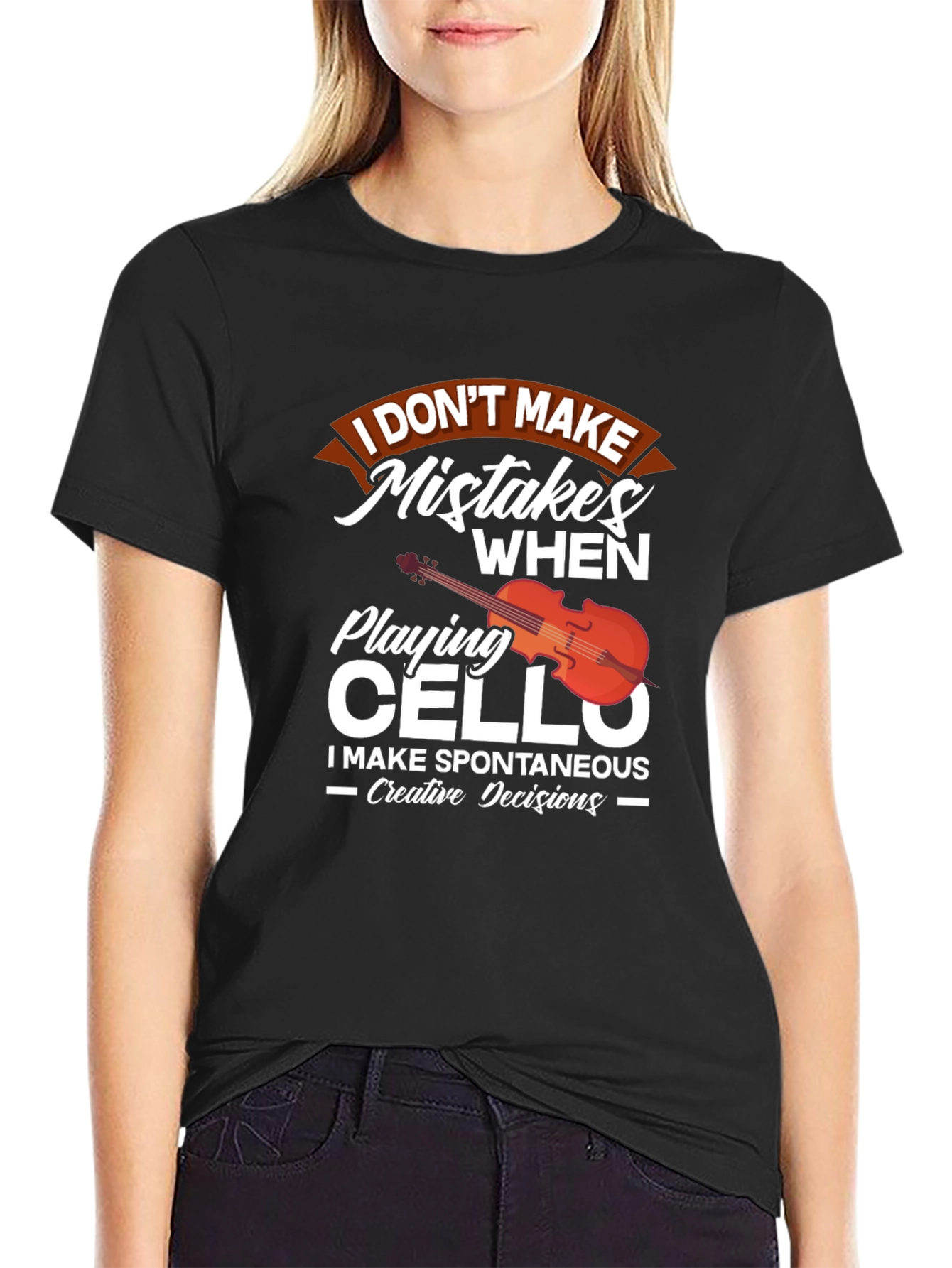 Black Cello Player T-Shirt: I Don't Make Mistakes view 2