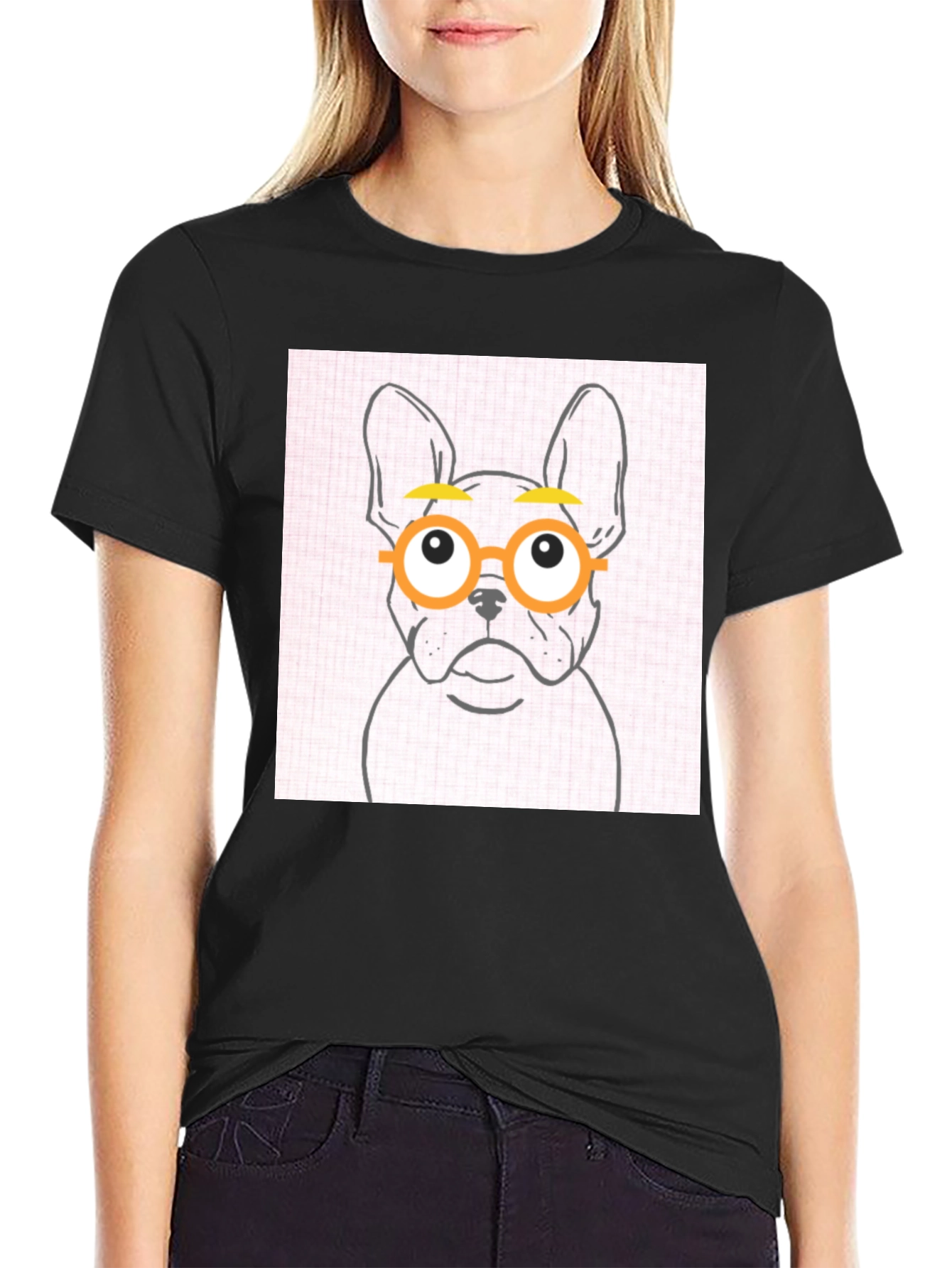 Black Dog with Glasses Graphic Tee - Black view 2