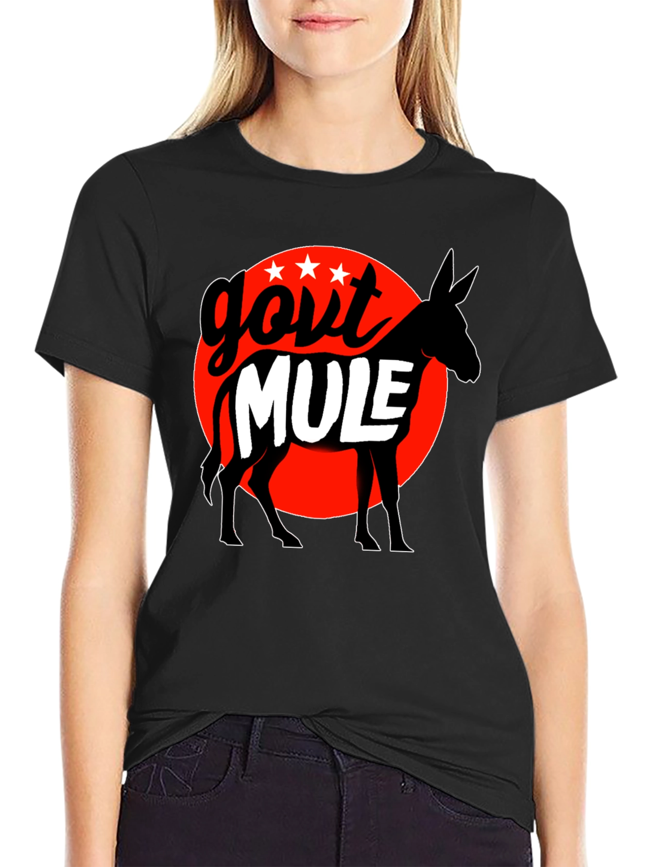 Black Govt Mule Graphic T-Shirt - Black Cotton Tee view 2