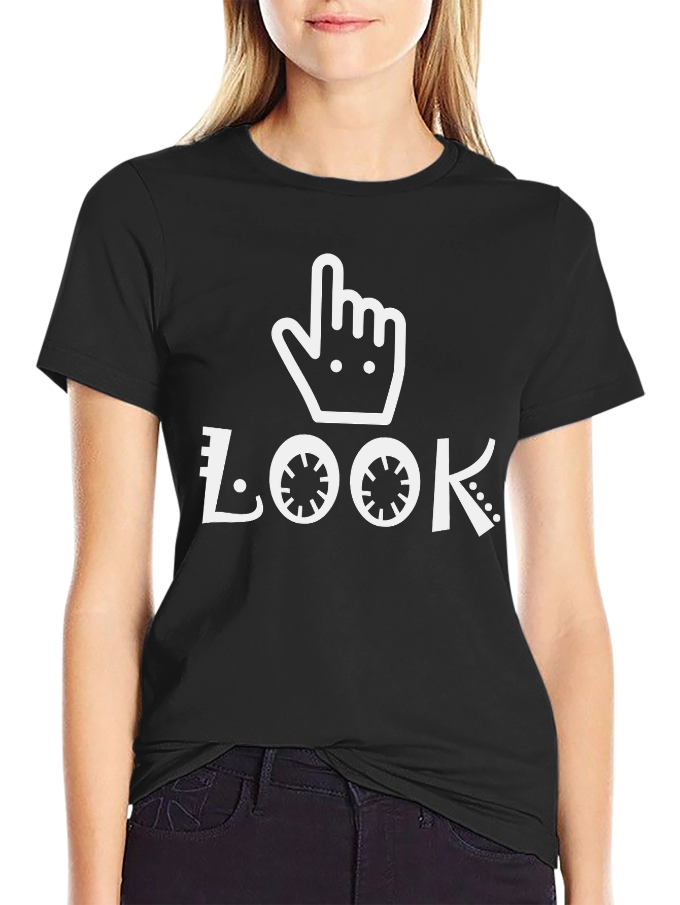 Black Look Pointer Finger Graphic T-Shirt - Unisex view 2