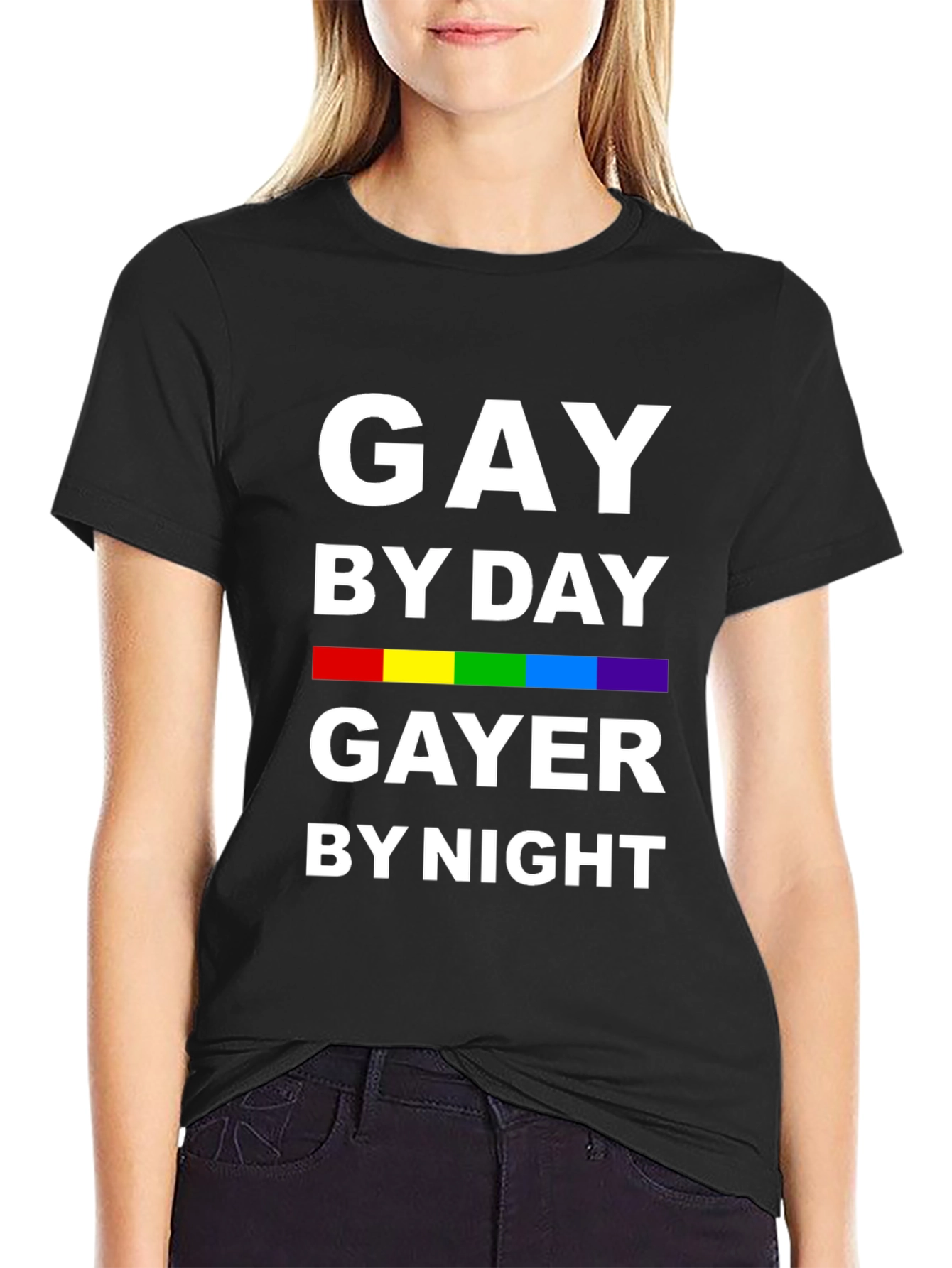 Black Gay By Day Gayer By Night Black Pride T-Shirt view 2