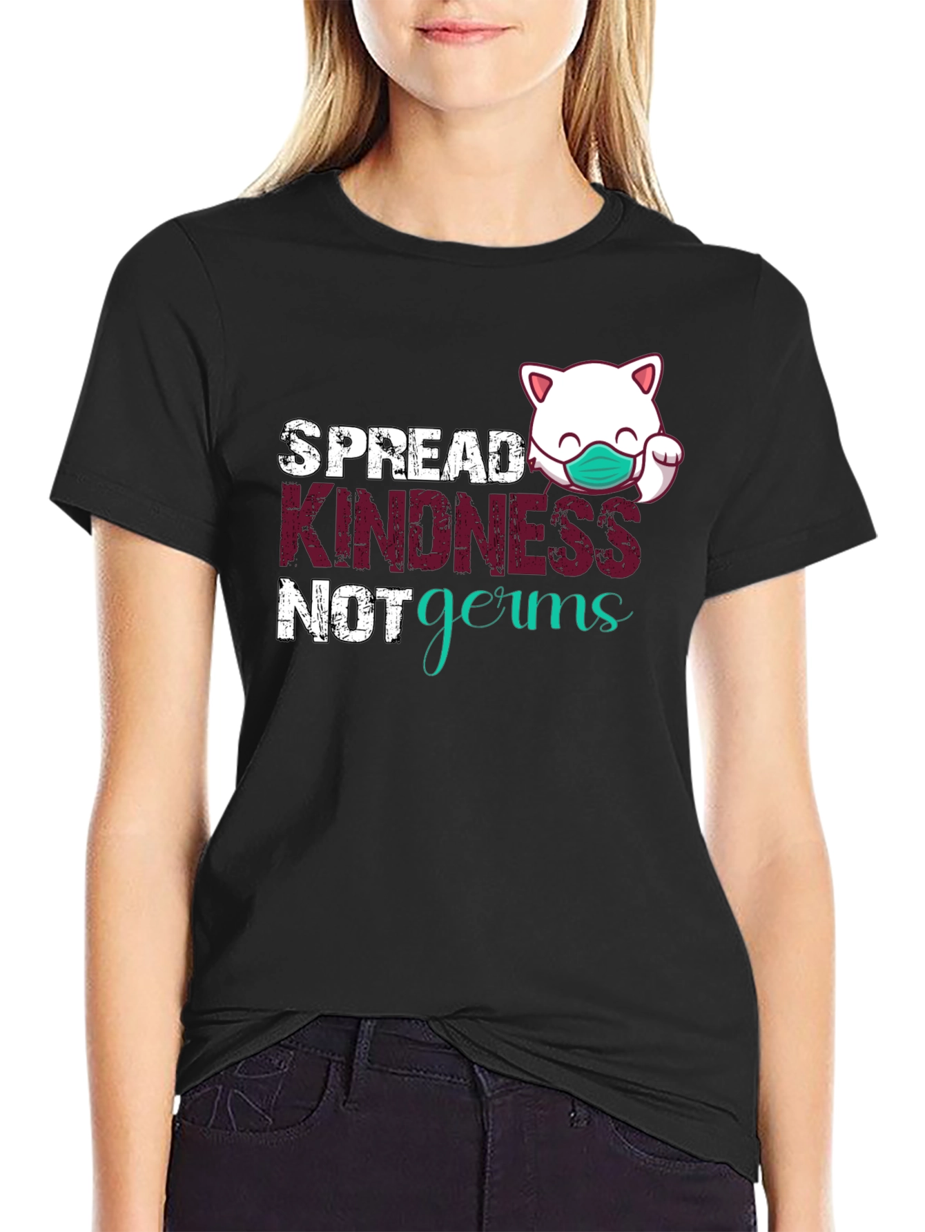Black Spread Kindness, Not Germs Graphic Tee view 2
