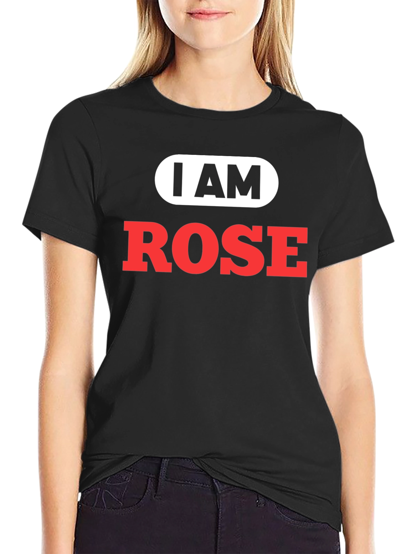 Black I Am Rose T-Shirt - Funny Personalized Name Tee view 2