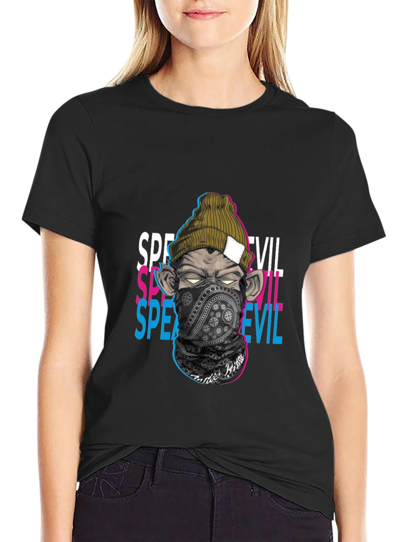 Black Speak No Evil Graphic Tee view 2