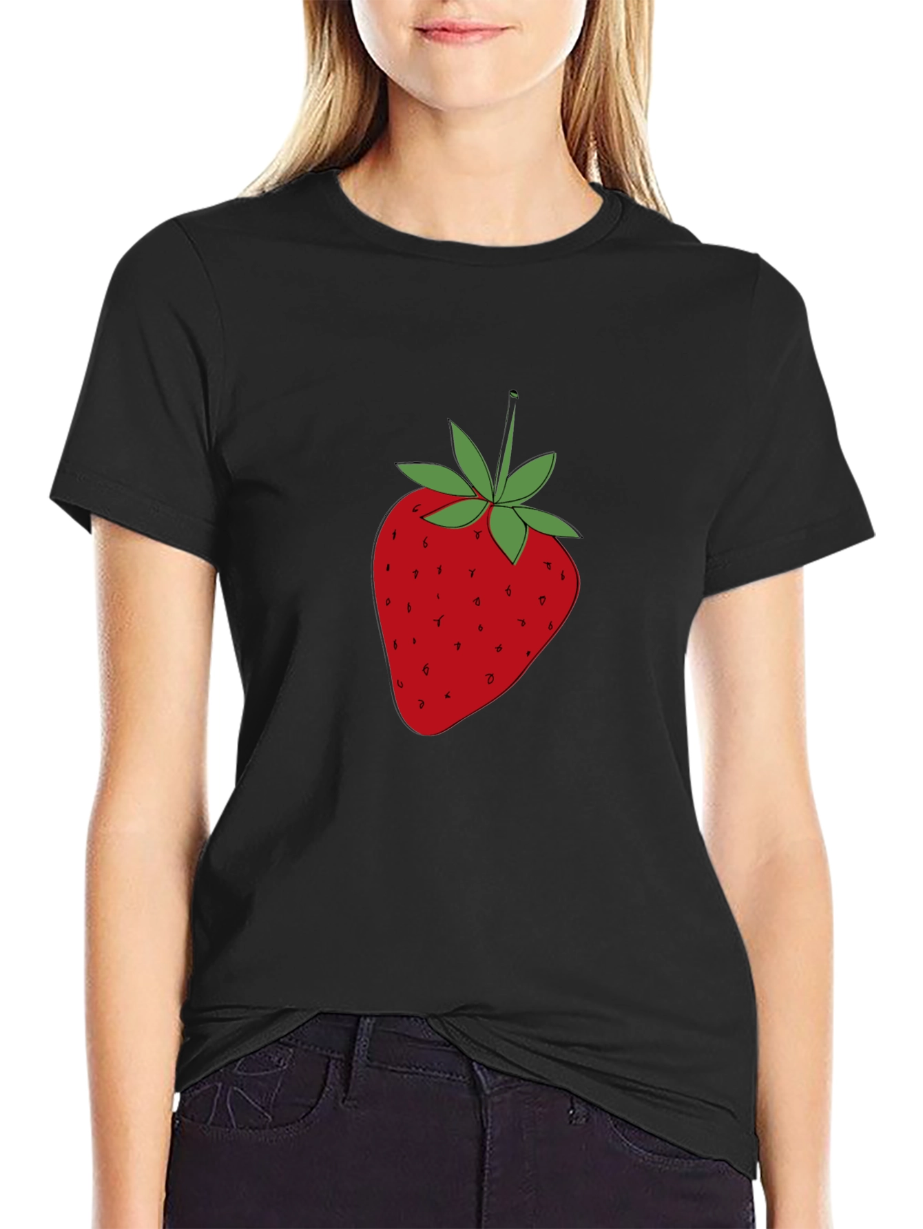 Black Strawberry Graphic T-Shirt - Casual & Stylish view 2