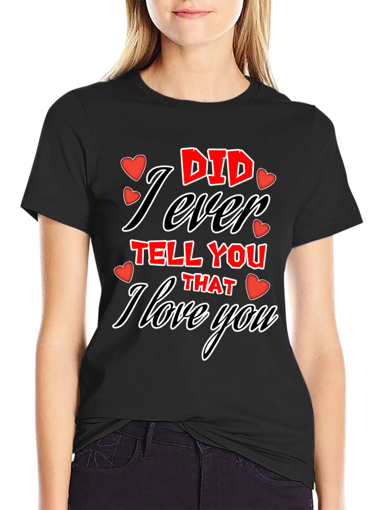 Black I Love You Graphic Tee - Valentine's Day T-Shirt view 2