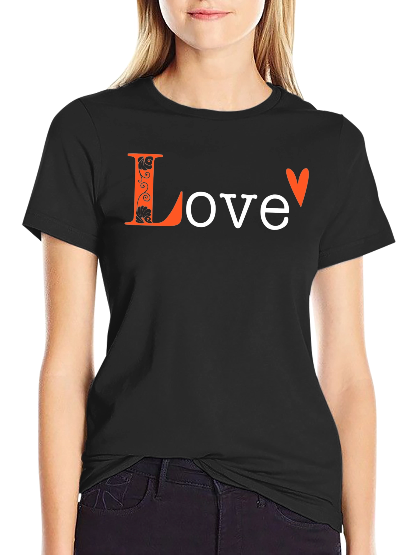 Black Love Graphic Print Black T-Shirt view 2