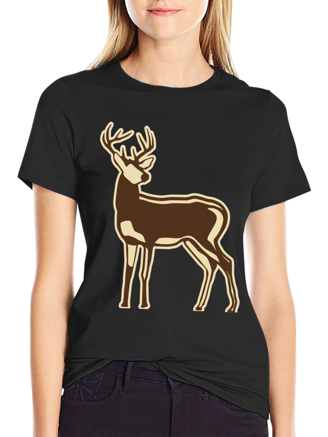 Black Deer Graphic Black T-Shirt view 2