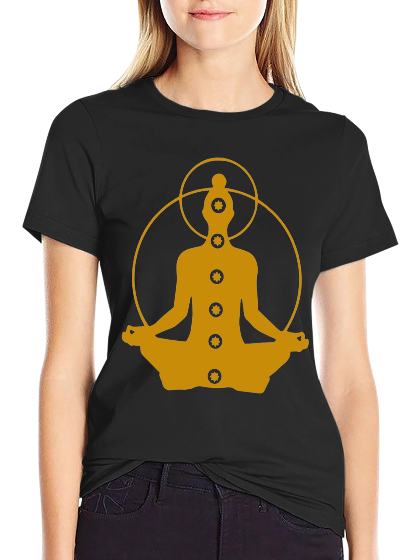 Black Chakra Meditation T-Shirt - Spiritual Yogi Tee view 2