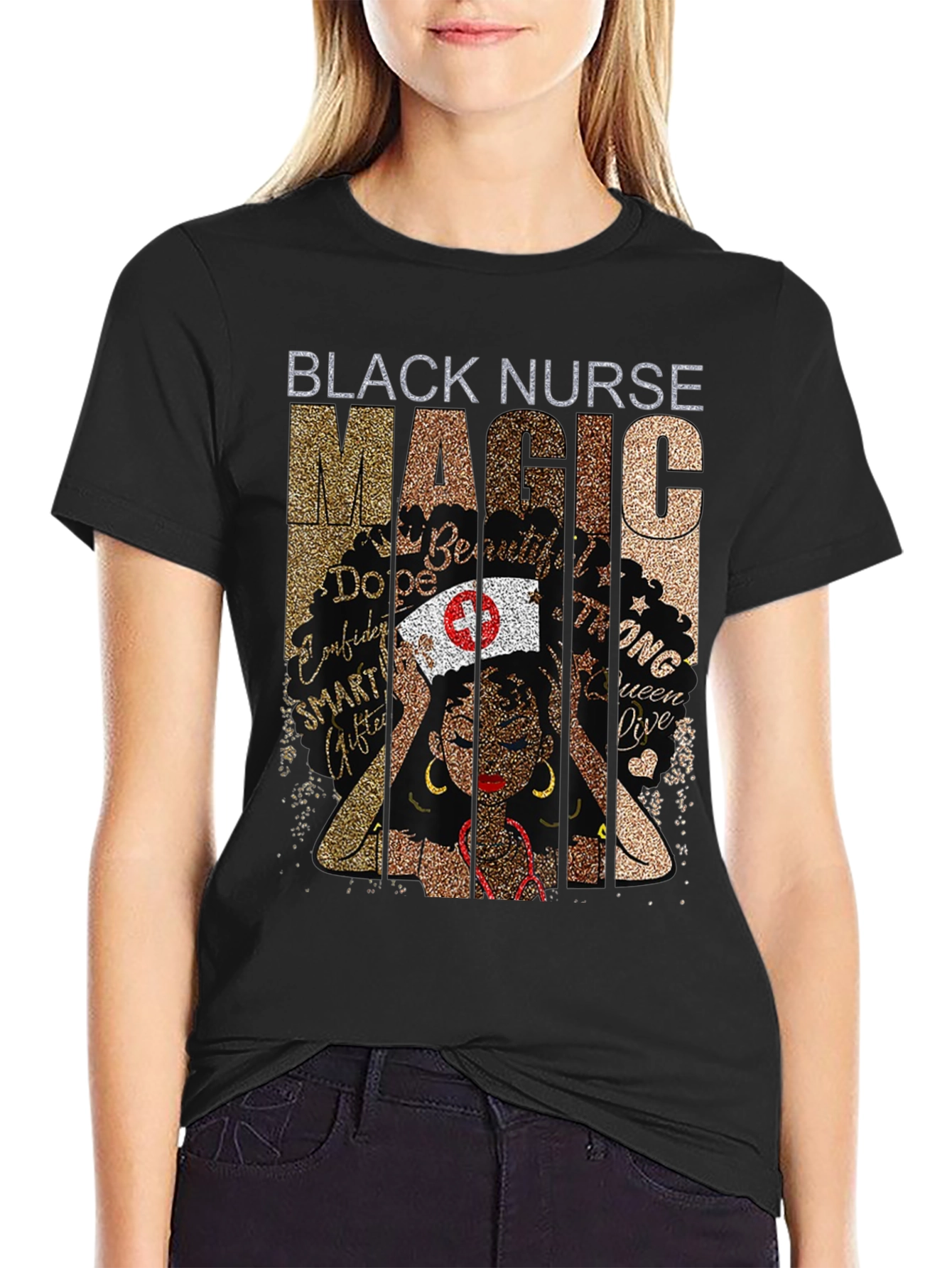Black Black Nurse Magic Graphic T-Shirt view 2