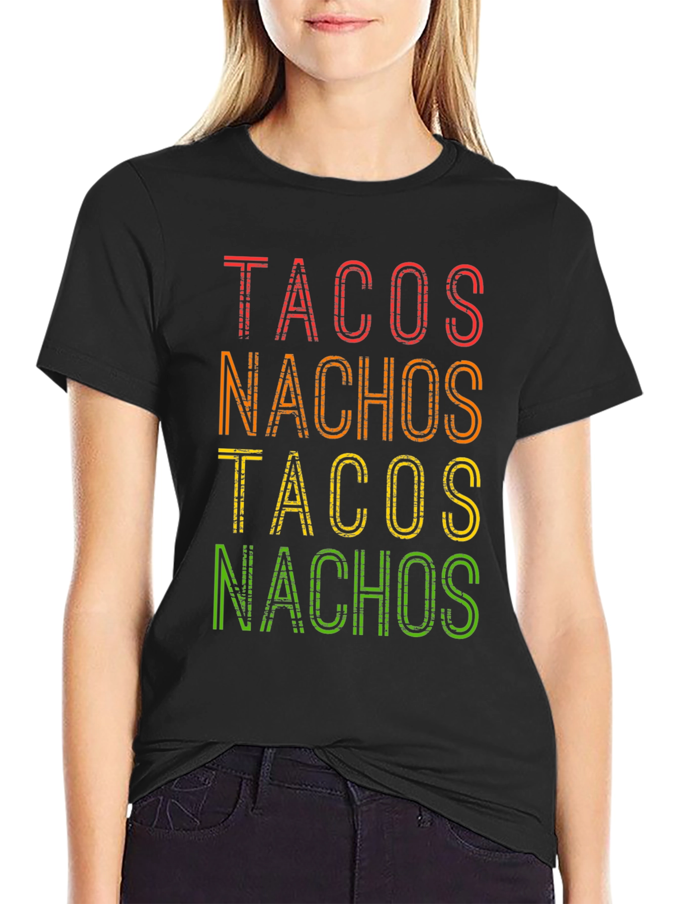 Black Tacos Nachos Graphic T-Shirt -  Foodie Fun! view 2