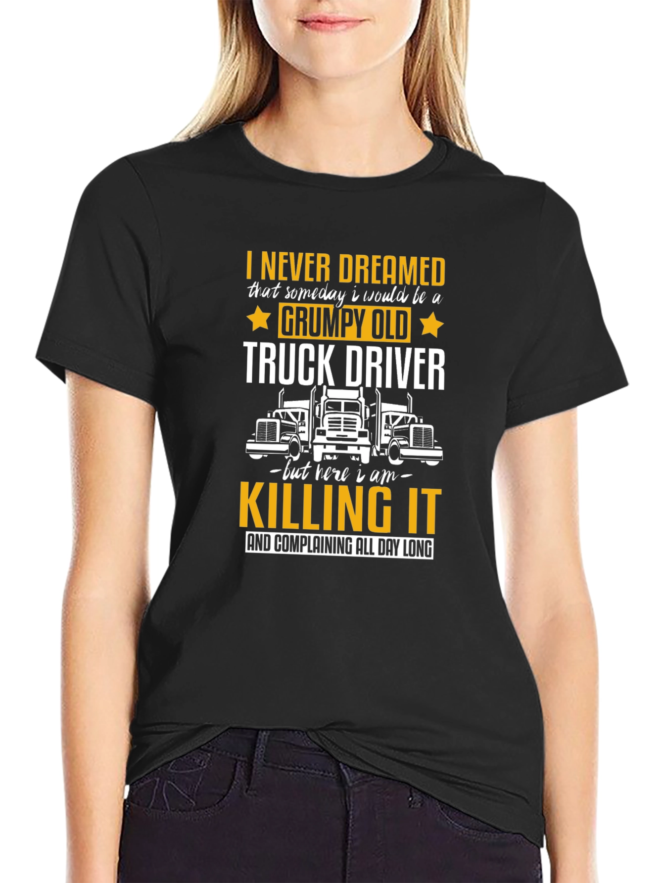 Black Grumpy Old Truck Driver Black T-Shirt view 2