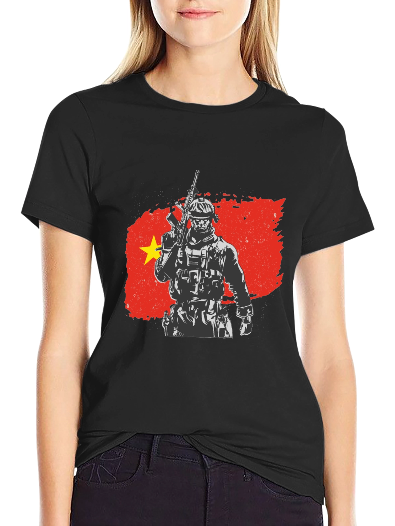 Black Vietnam Soldier Graphic Tee - Black view 2