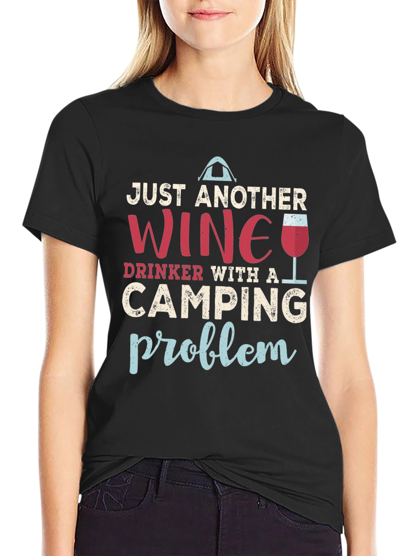 Black Wine and Camping Graphic T-Shirt view 2