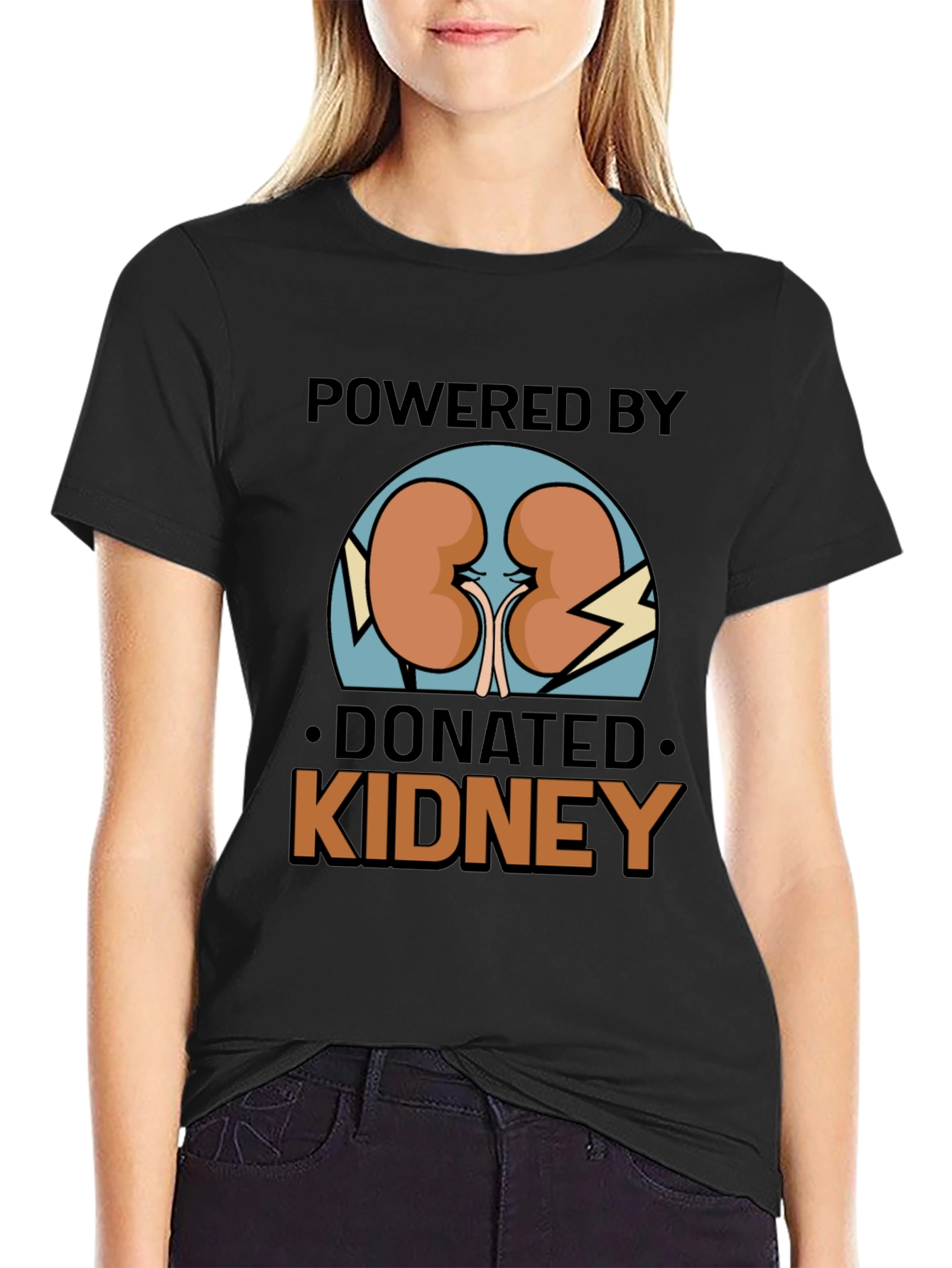 Black Powered by Donated Kidney Black T-Shirt  view 2