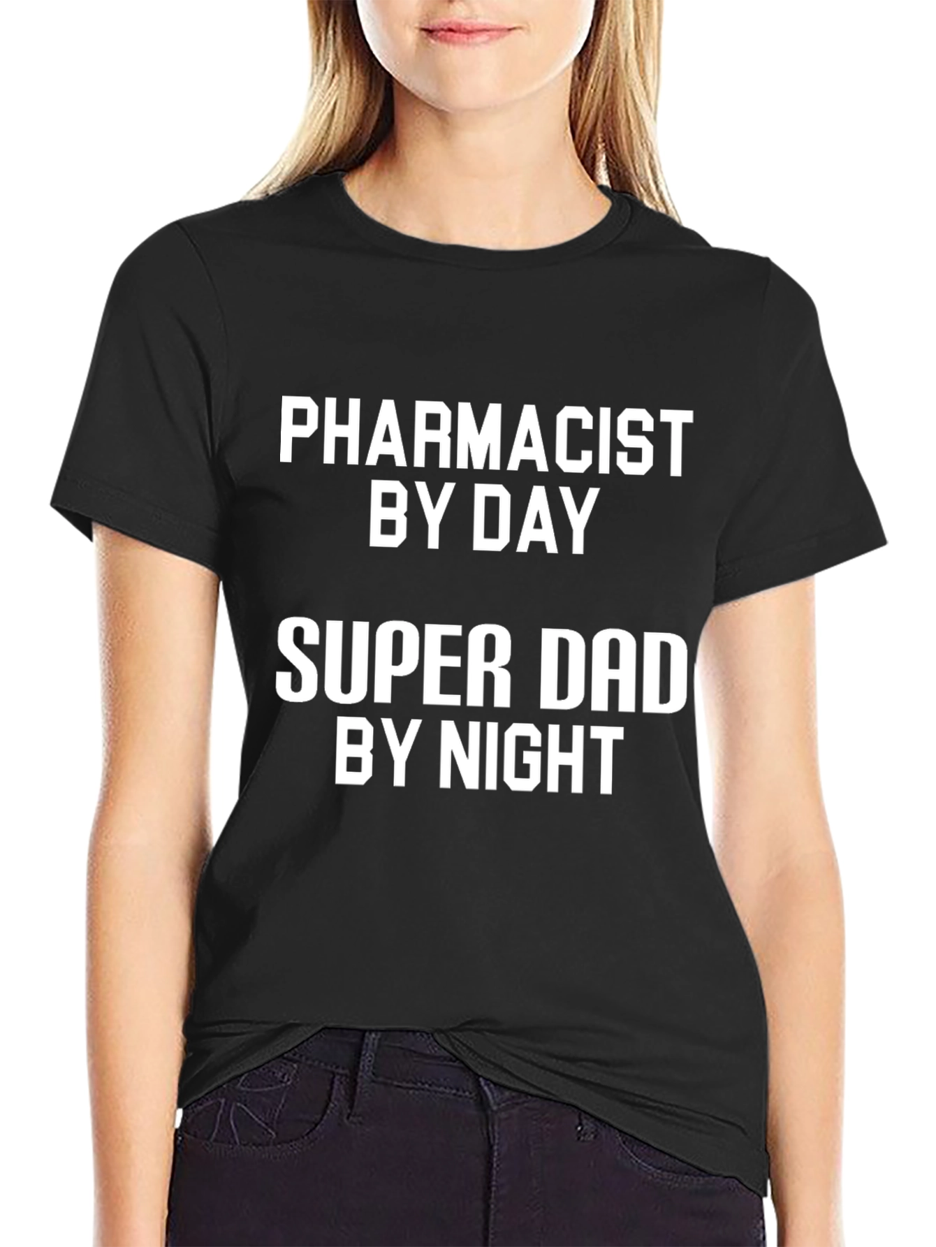 Black Pharmacist Dad T-Shirt: Super Dad By Night view 2