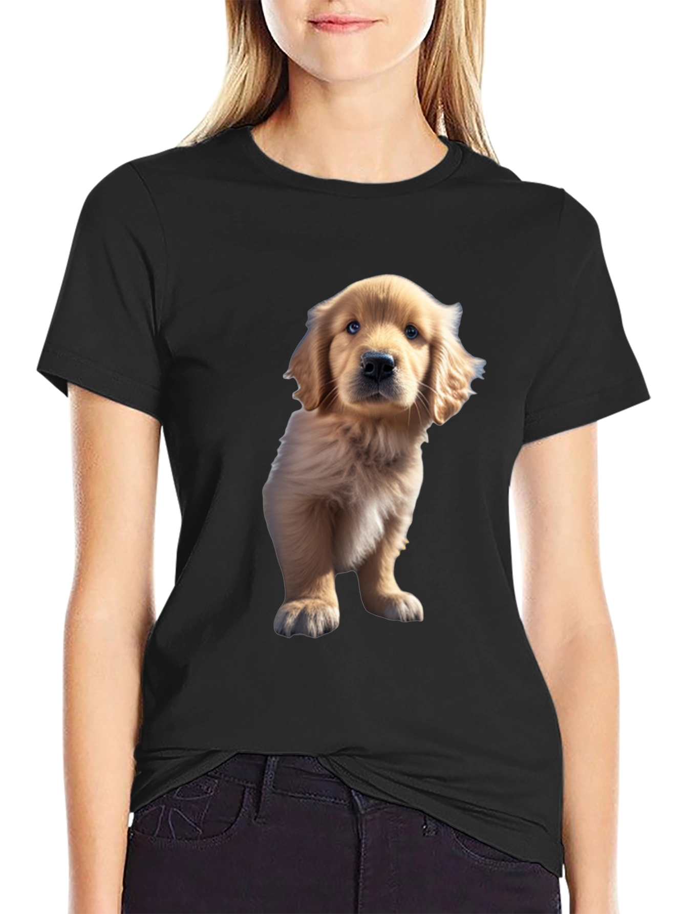 Golden Retriever Puppy Tee - Black - 2