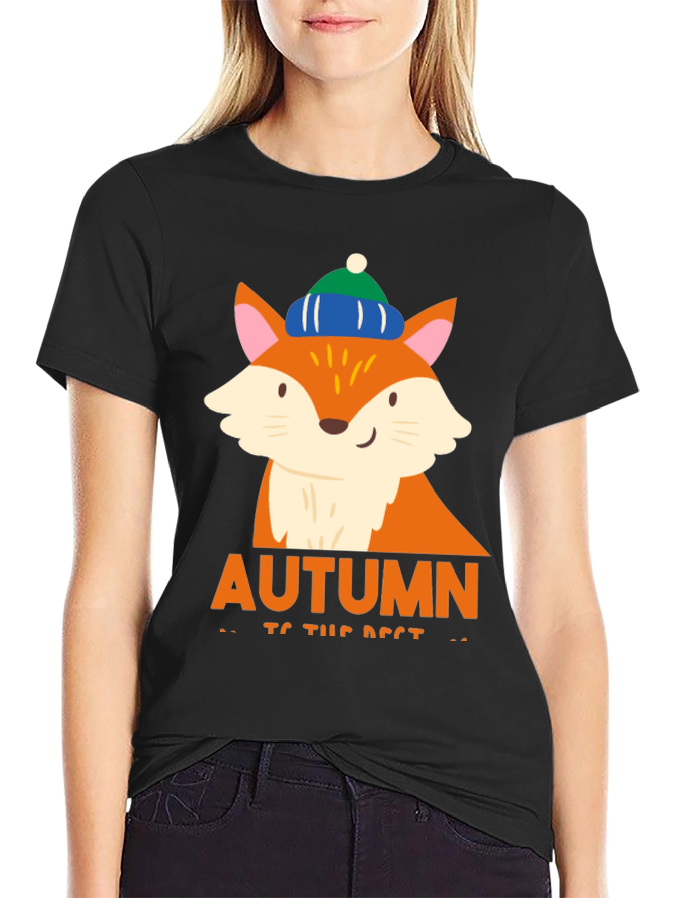 Black Autumn Fox Graphic Tee - Cozy Fall Vibes view 2