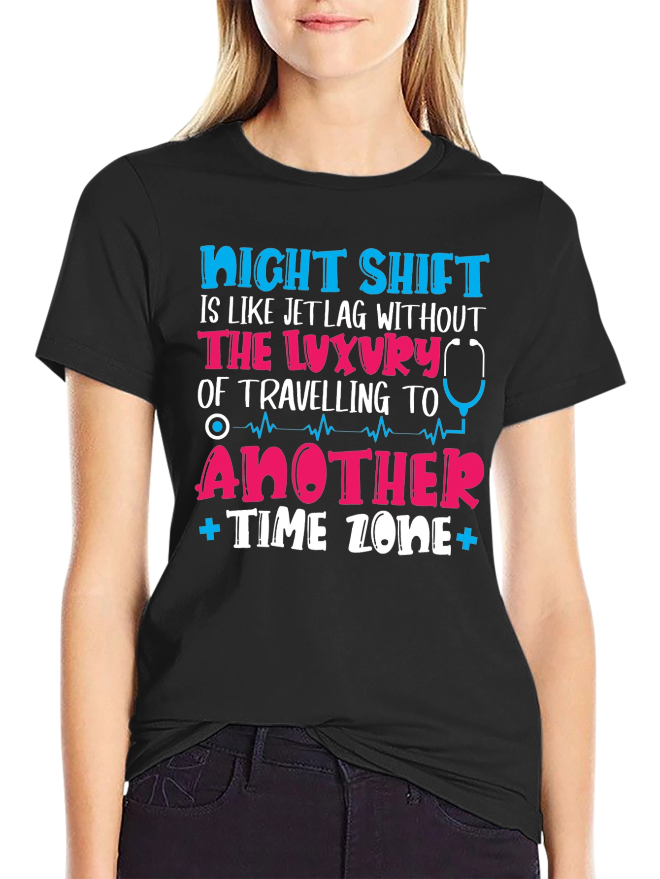 Black Night Shift Jet Lag T-Shirt - Nurse Edition view 2