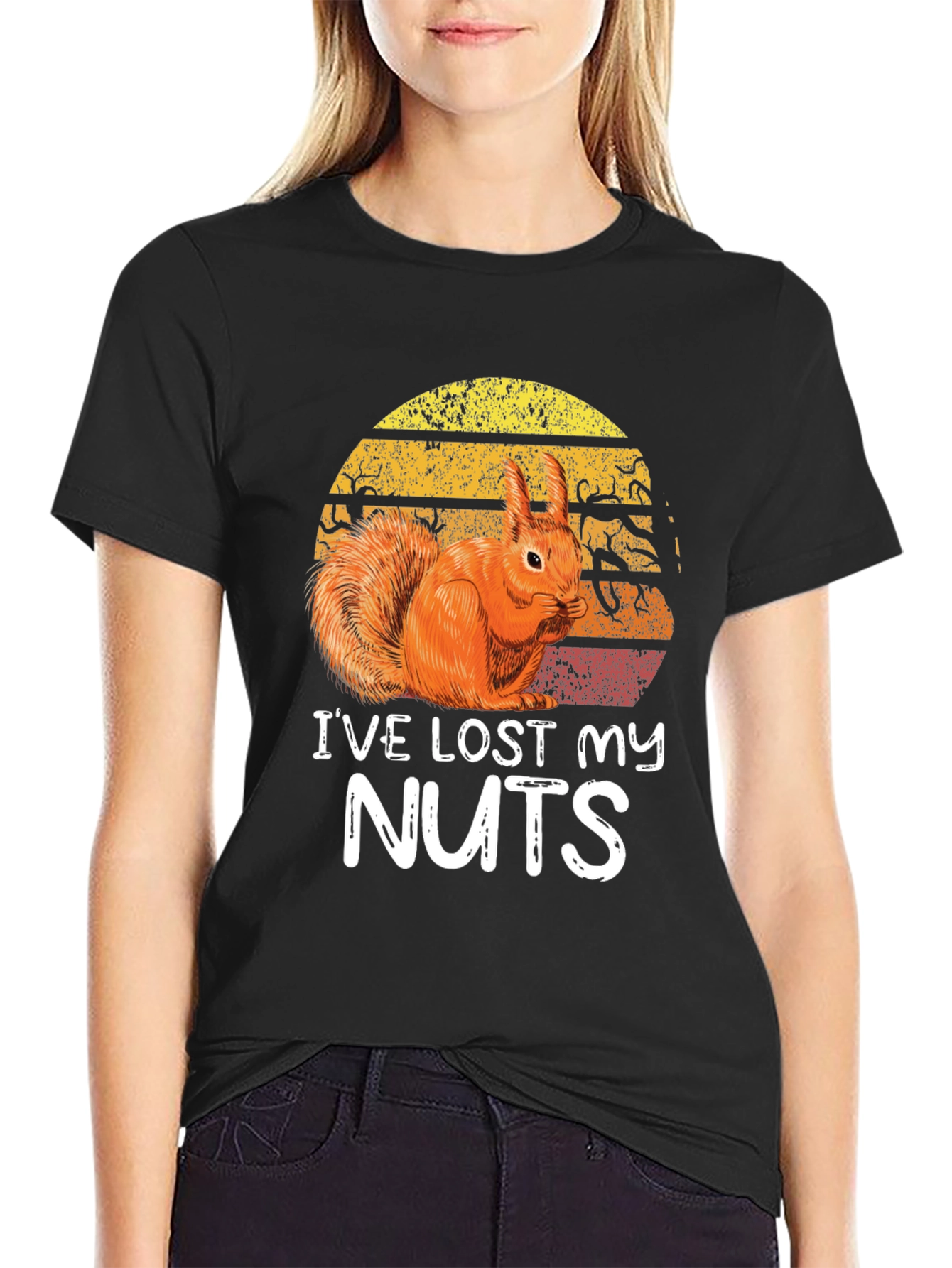 Black Funny Squirrel "I've Lost My Nuts" Graphic Tee view 2
