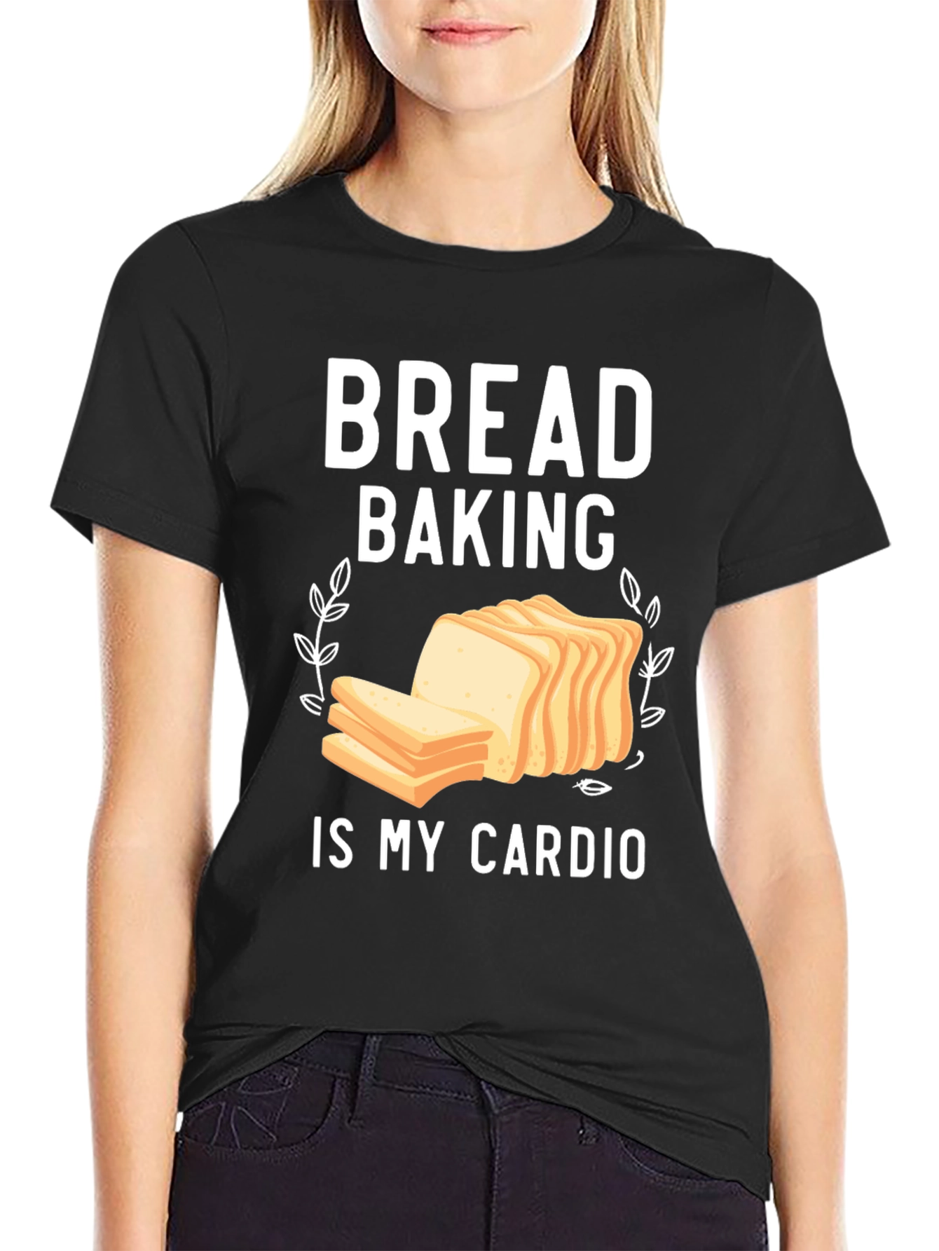 Black Bread Baking is My Cardio T-Shirt - Funny Baker Tee view 2