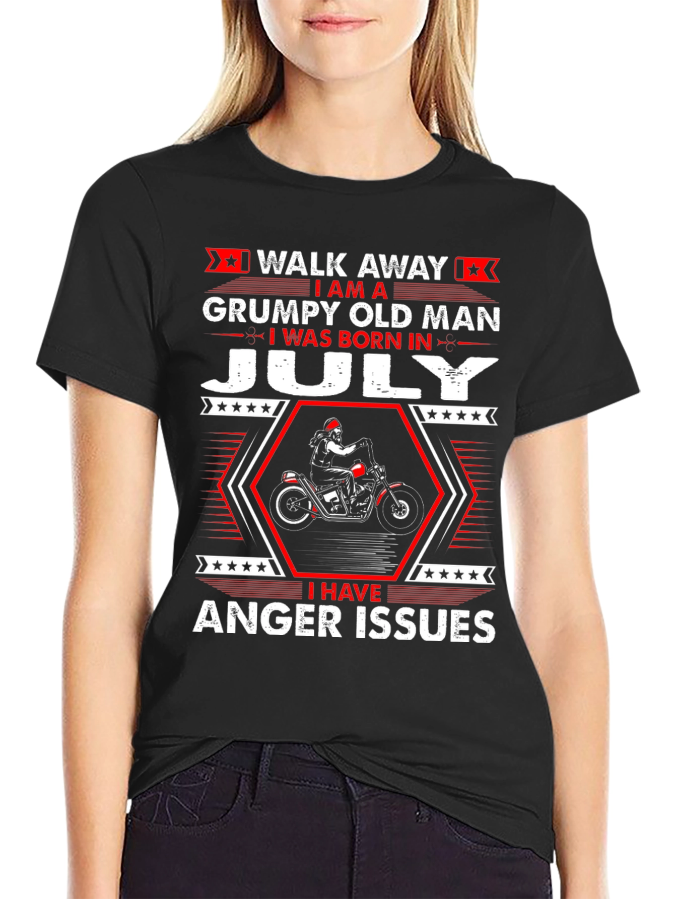 Black Grumpy Old Man Born in July T-Shirt view 2