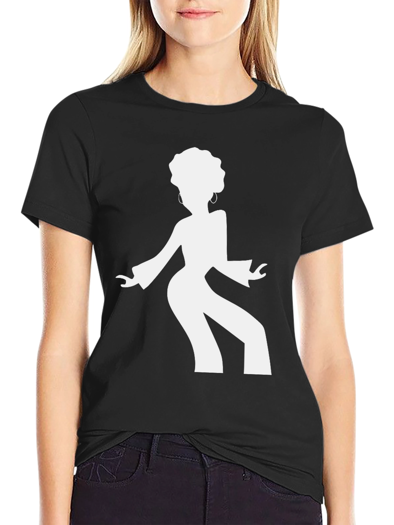 Black Funky Afro Silhouette T-Shirt view 2