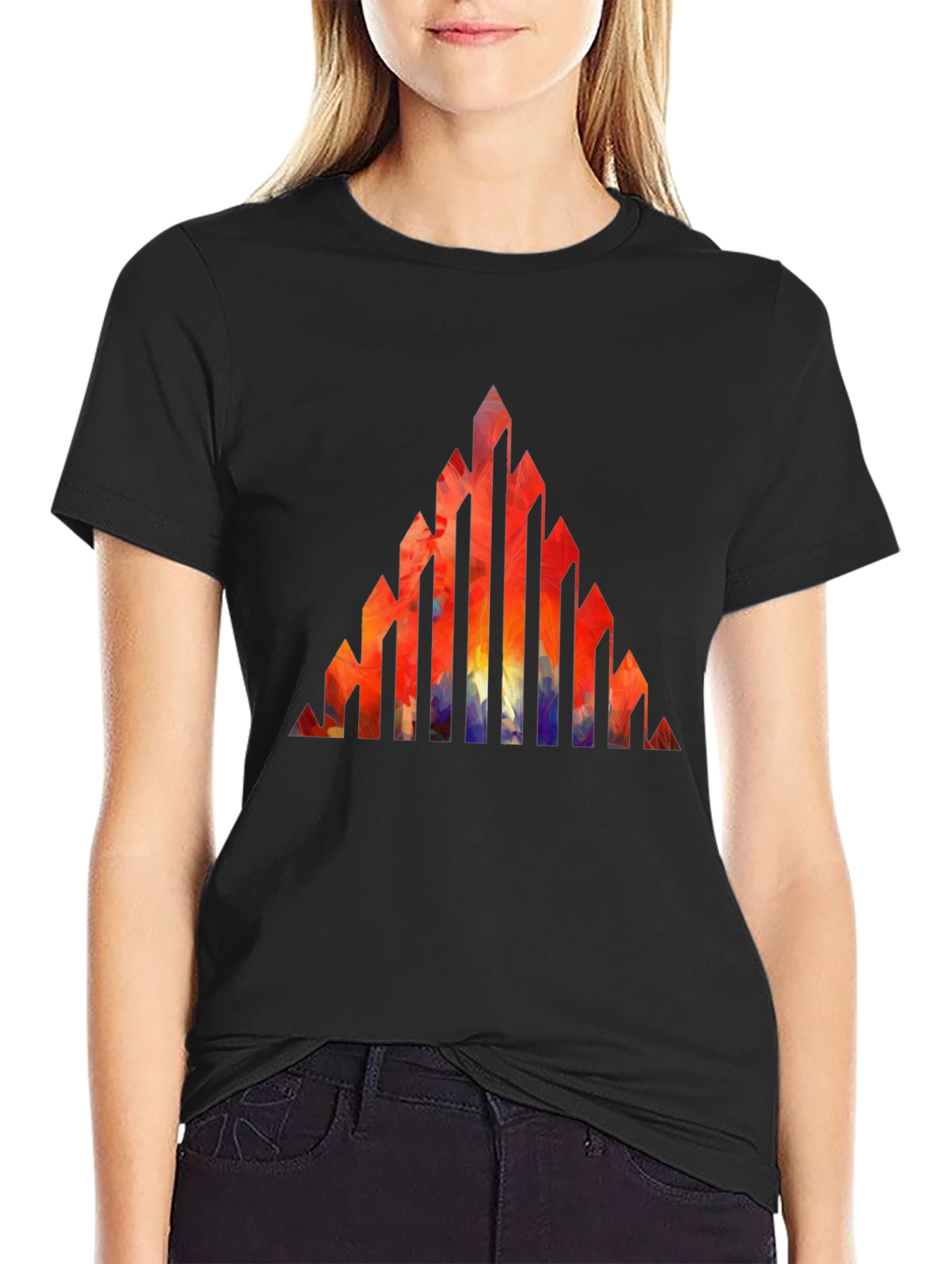 Black Abstract Geometric Peak T-Shirt view 2