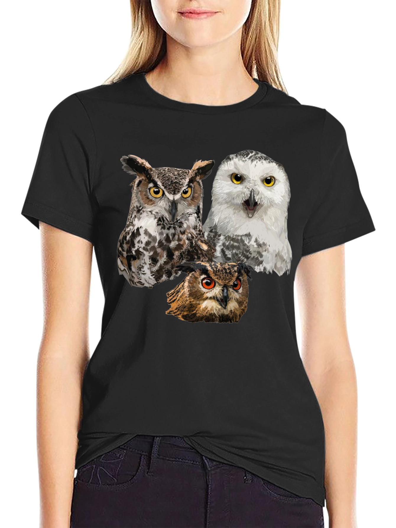 Black Owl T-Shirt - Unique Bird Design Tee view 2