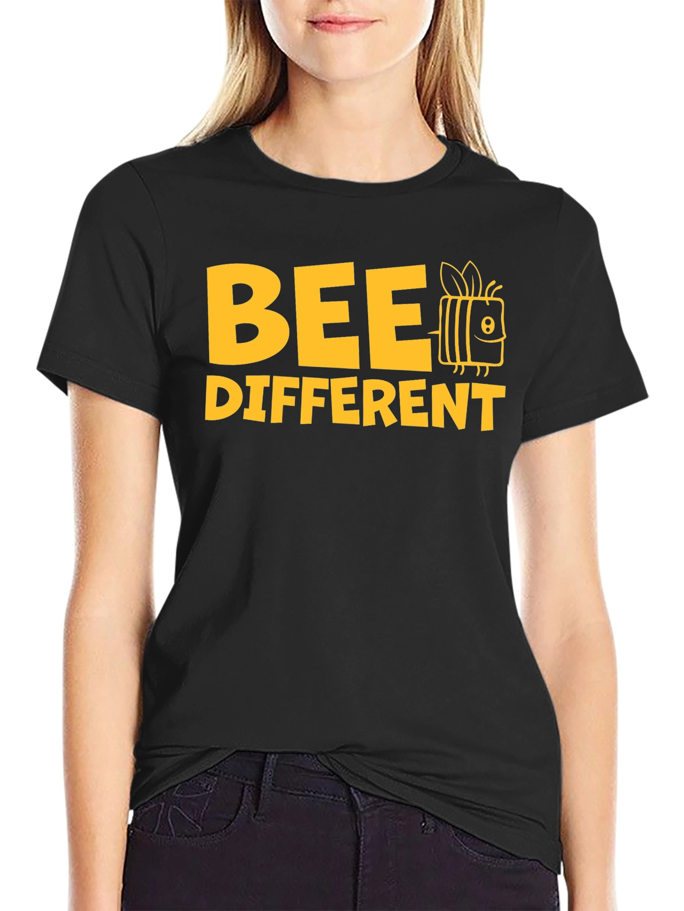 Black Bee Different Graphic Tee - Black Cotton Shirt view 2