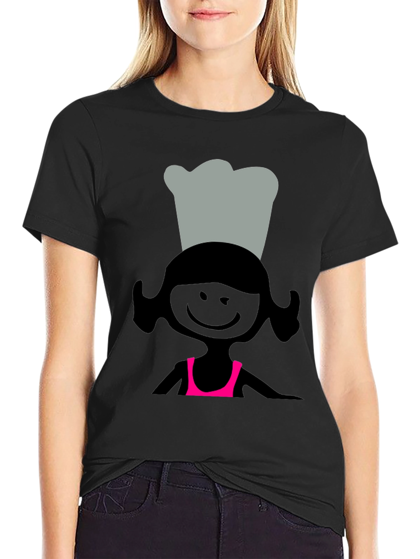 Black Chef Girl Graphic T-Shirt - Unisex Cotton Tee view 2