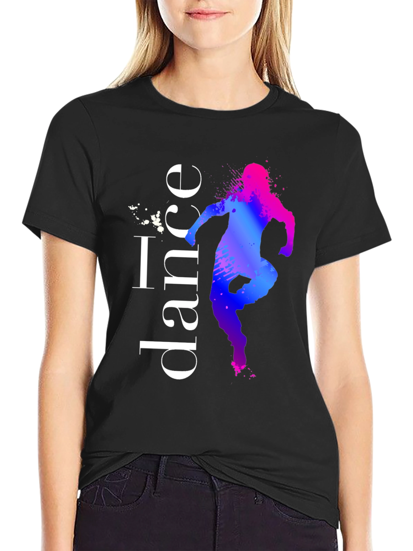 Black I Dance T-Shirt - Artistic Dancer Silhouette Tee view 2