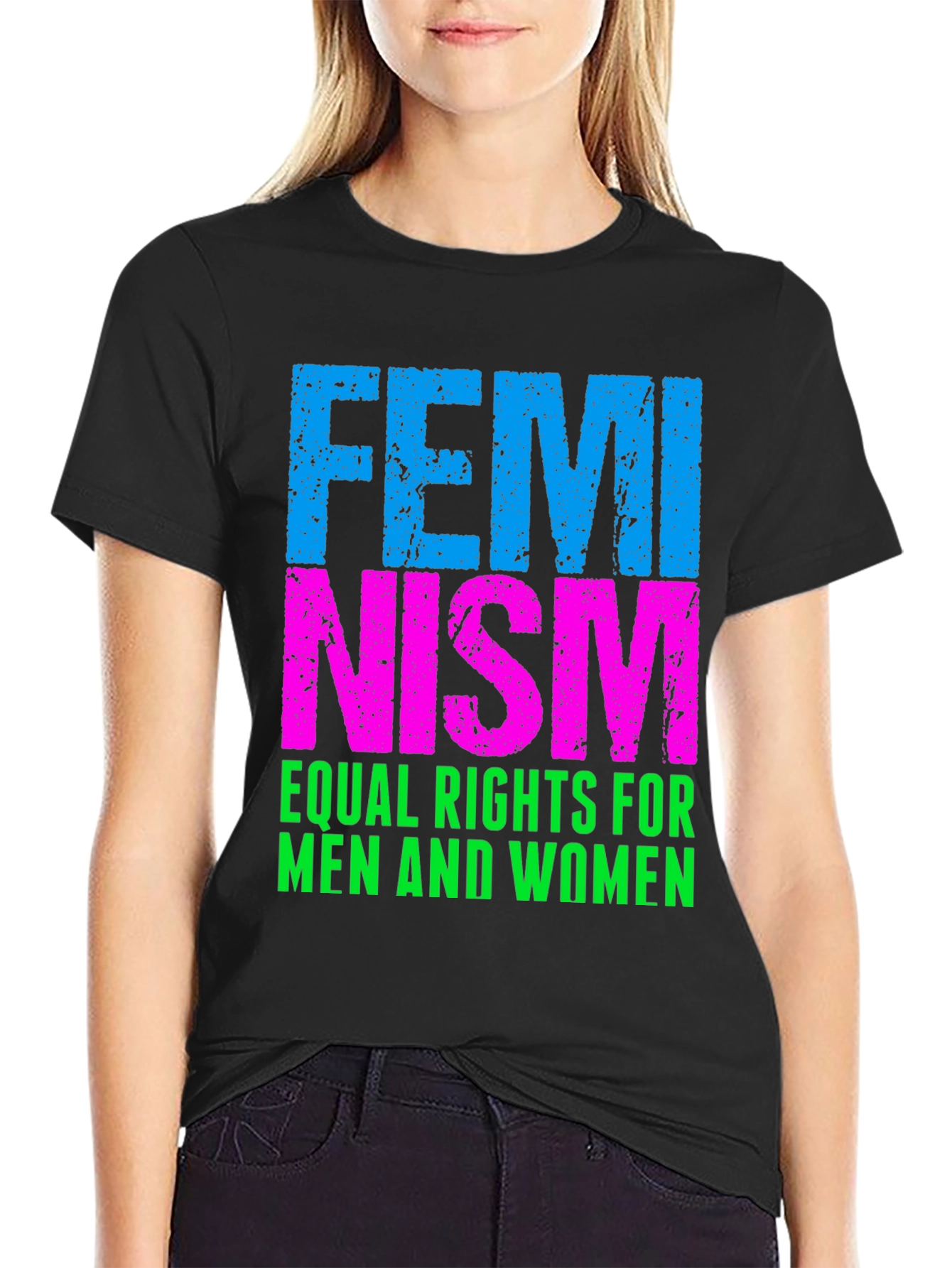 Black Feminism Equal Rights T-Shirt - Black Cotton Blend view 2
