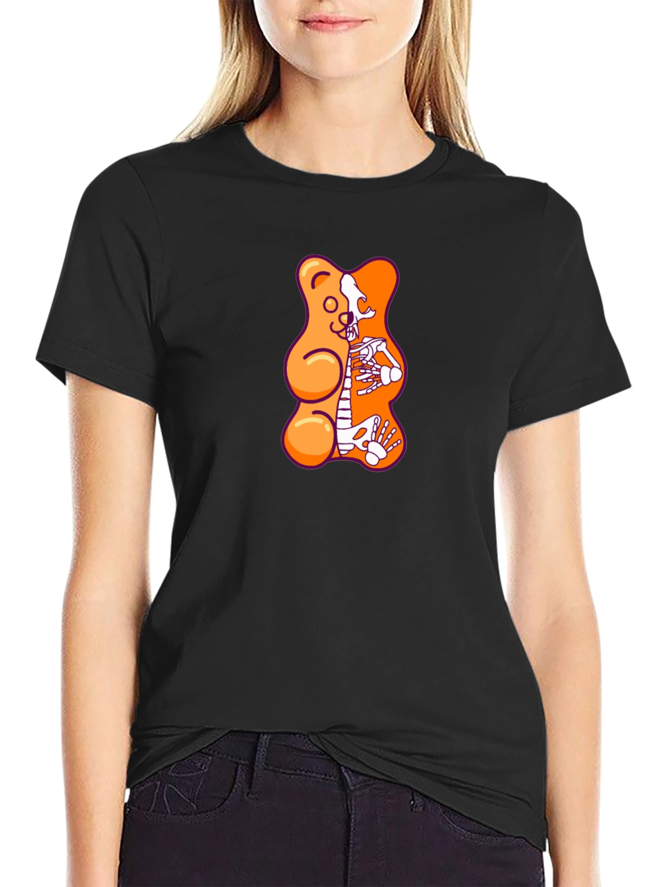 Black Gummy Bear Skeleton Graphic T-Shirt - Black view 2