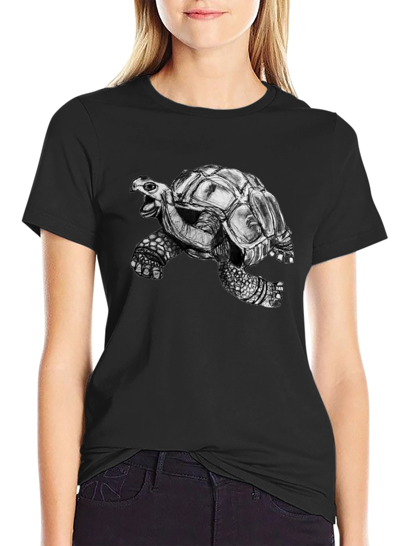 Black Tortoise Graphic Print Black Tee view 2