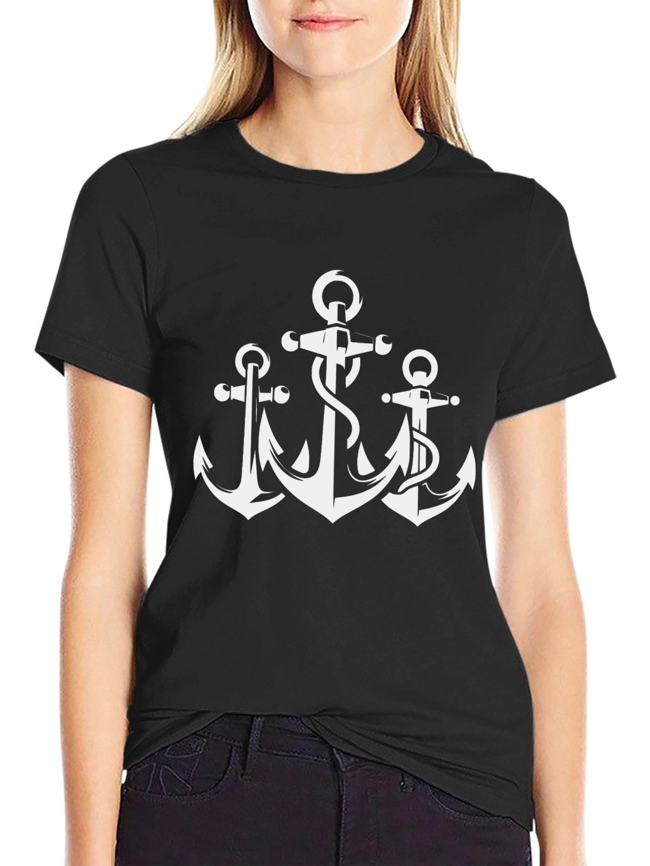 Black Anchor Graphic Tee - Nautical Style view 2