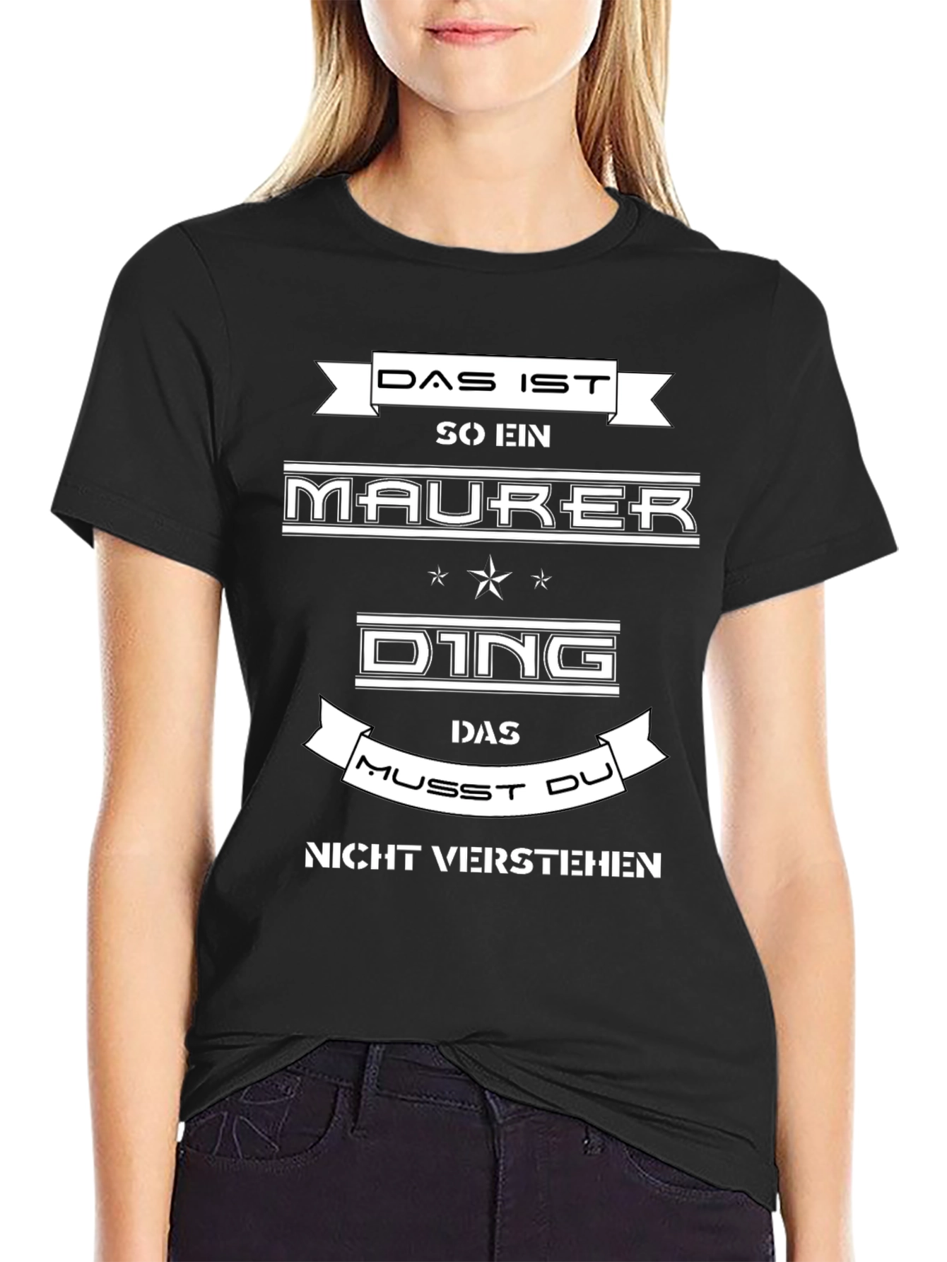 Black Das Ist Maurer Ding T-Shirt - Funny German Bricklayer Tee view 2