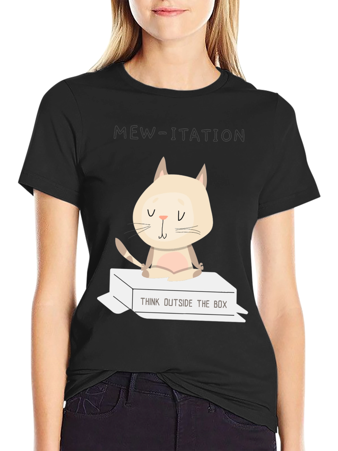 Black Mew-itation Cat T-Shirt - Think Outside the Box view 2
