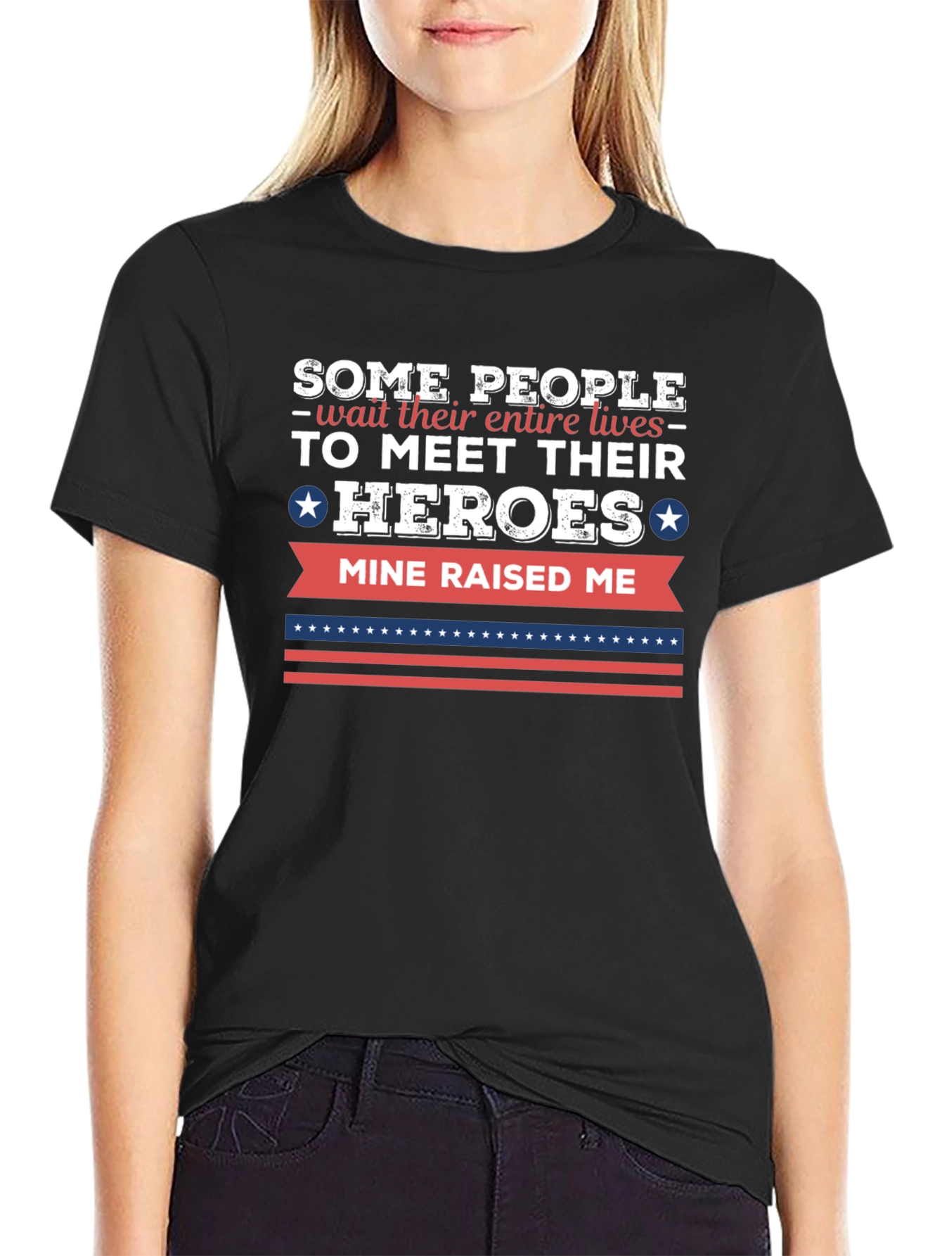 Black My Hero Raised Me T-Shirt - Patriotic Gift view 2