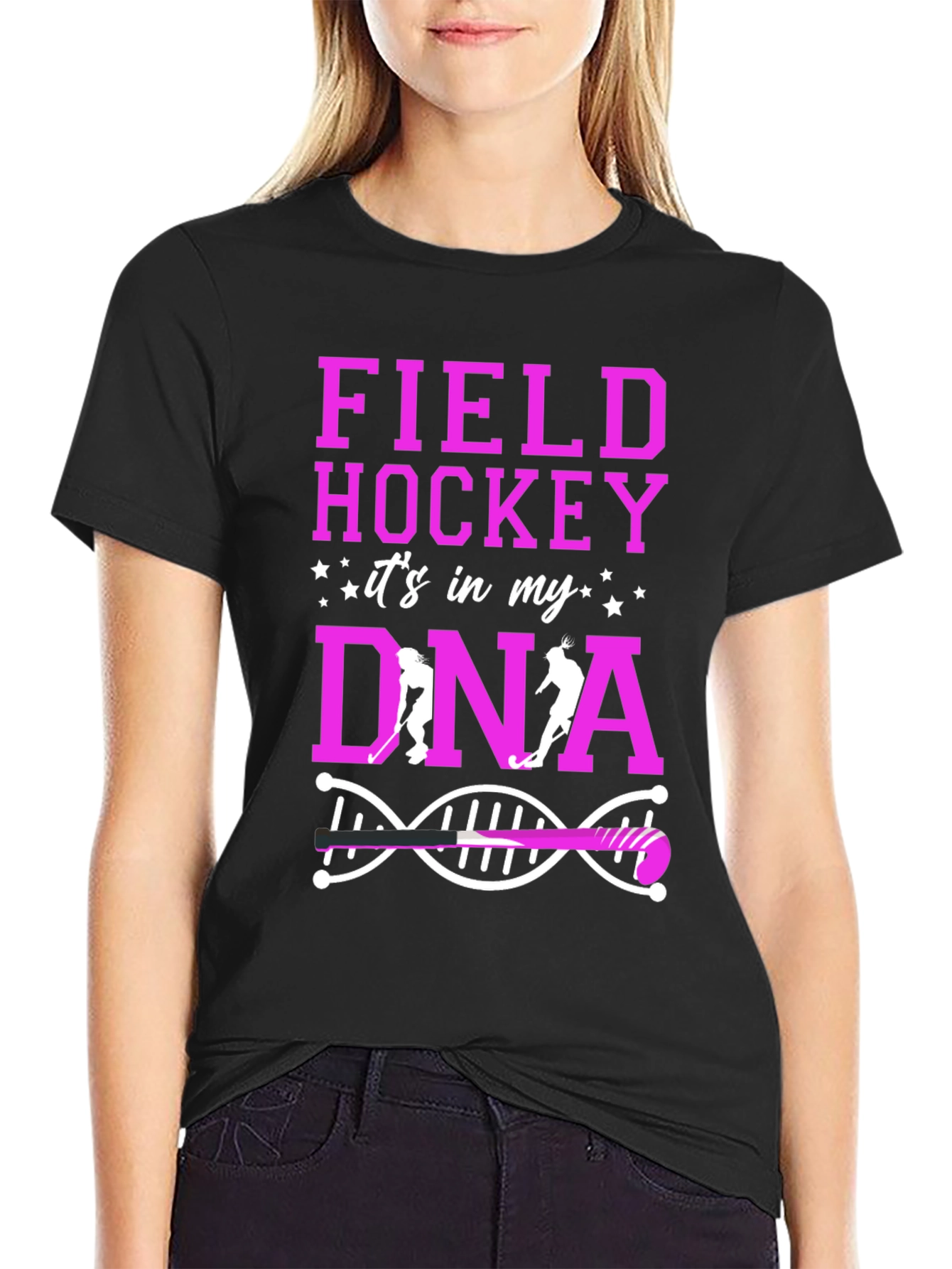 Black Field Hockey DNA Graphic Tee view 2