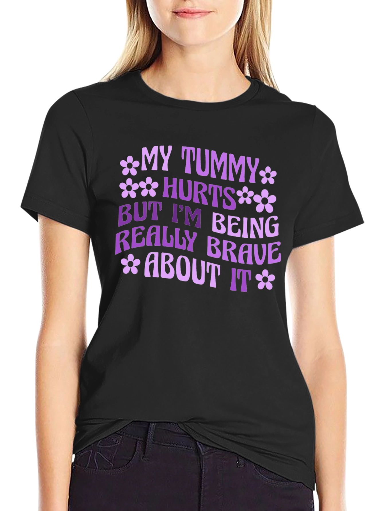 Black My Tummy Hurts Brave T-Shirt view 2