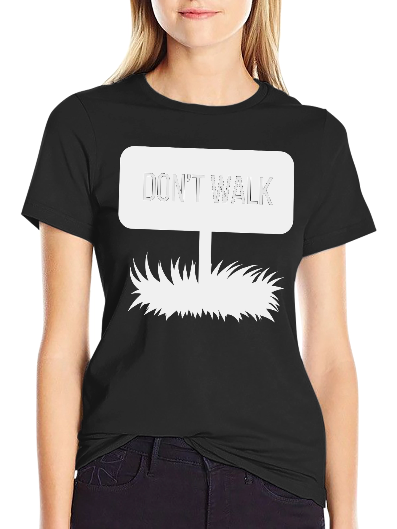 Black Don't Walk Graphic Tee - Black Cotton Blend view 2