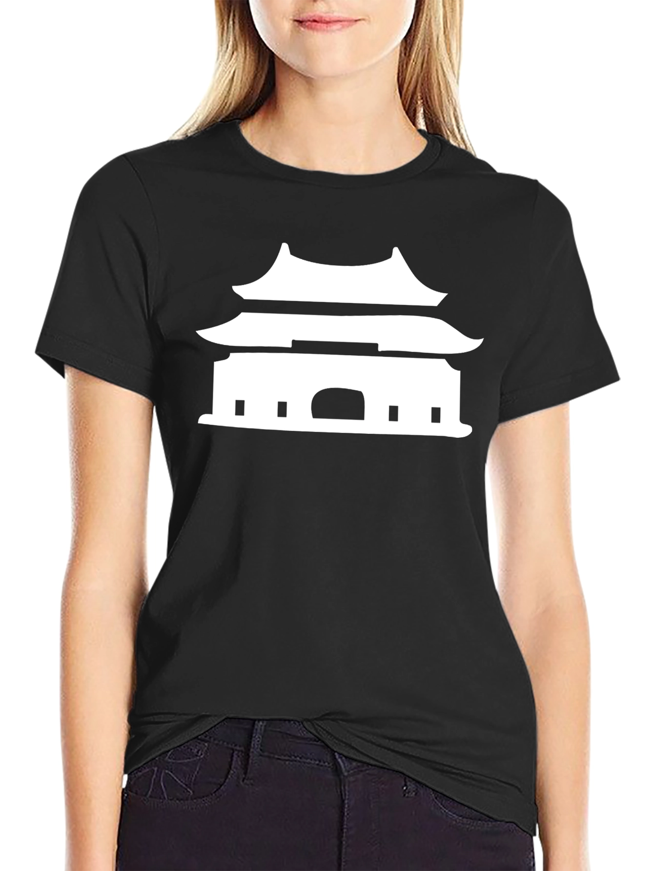 Black Temple Graphic Tee - Black Cotton Blend view 2