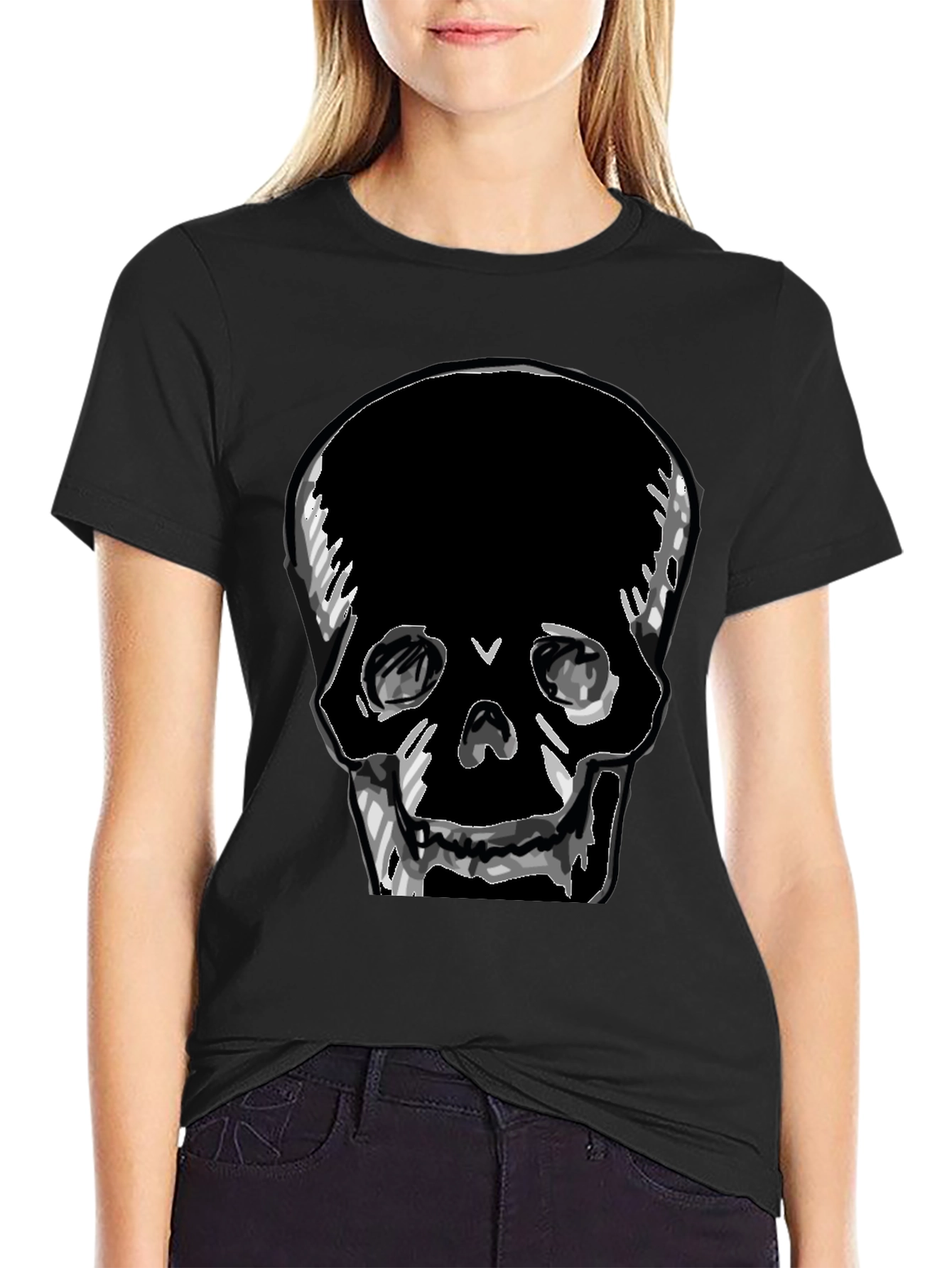 Black Skull Graphic Tee - Men's Black T-Shirt view 2