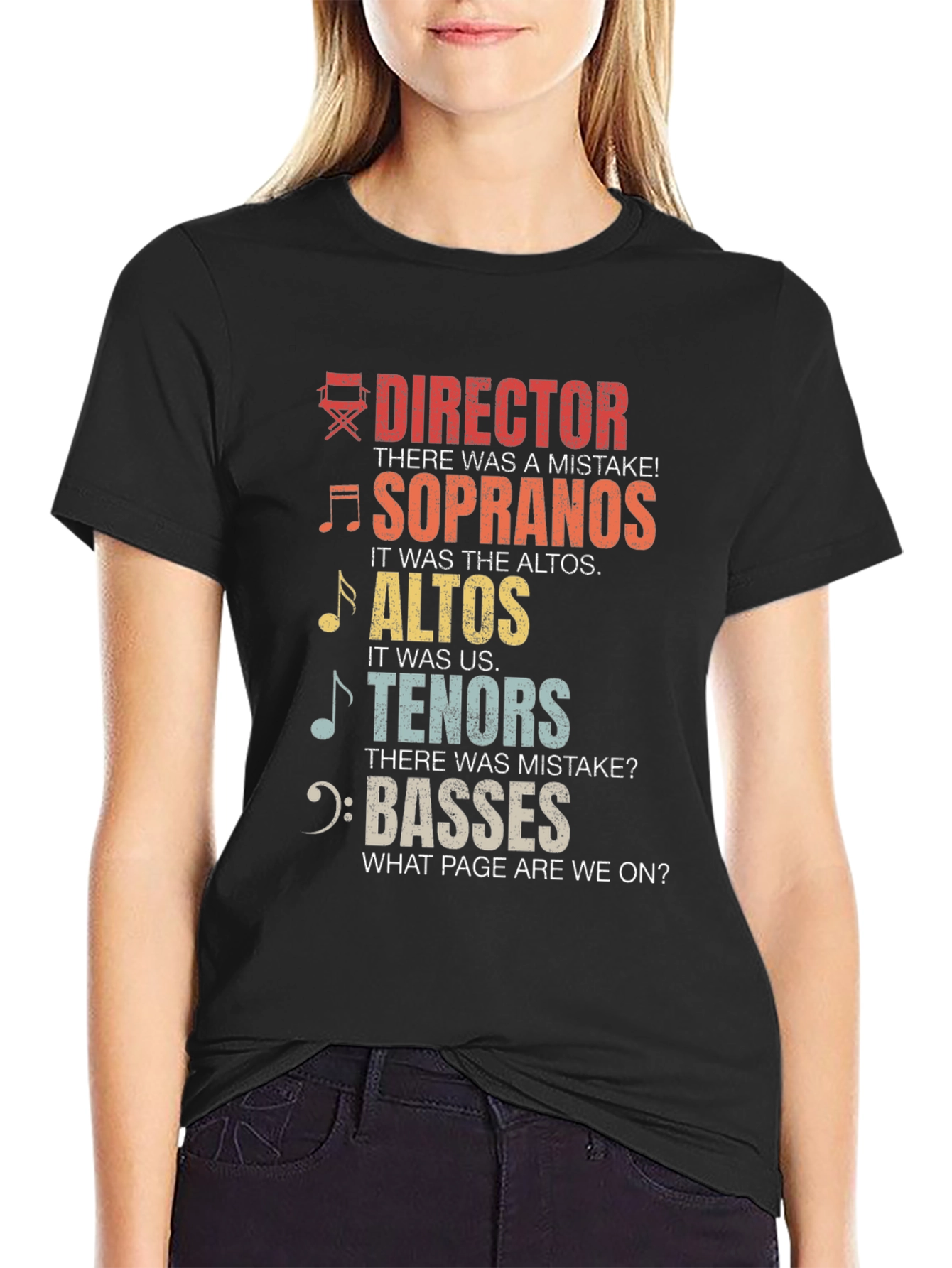 Black Choir Group Funny T-Shirt - Director, Soprano, Alto, Tenor, Bass view 2