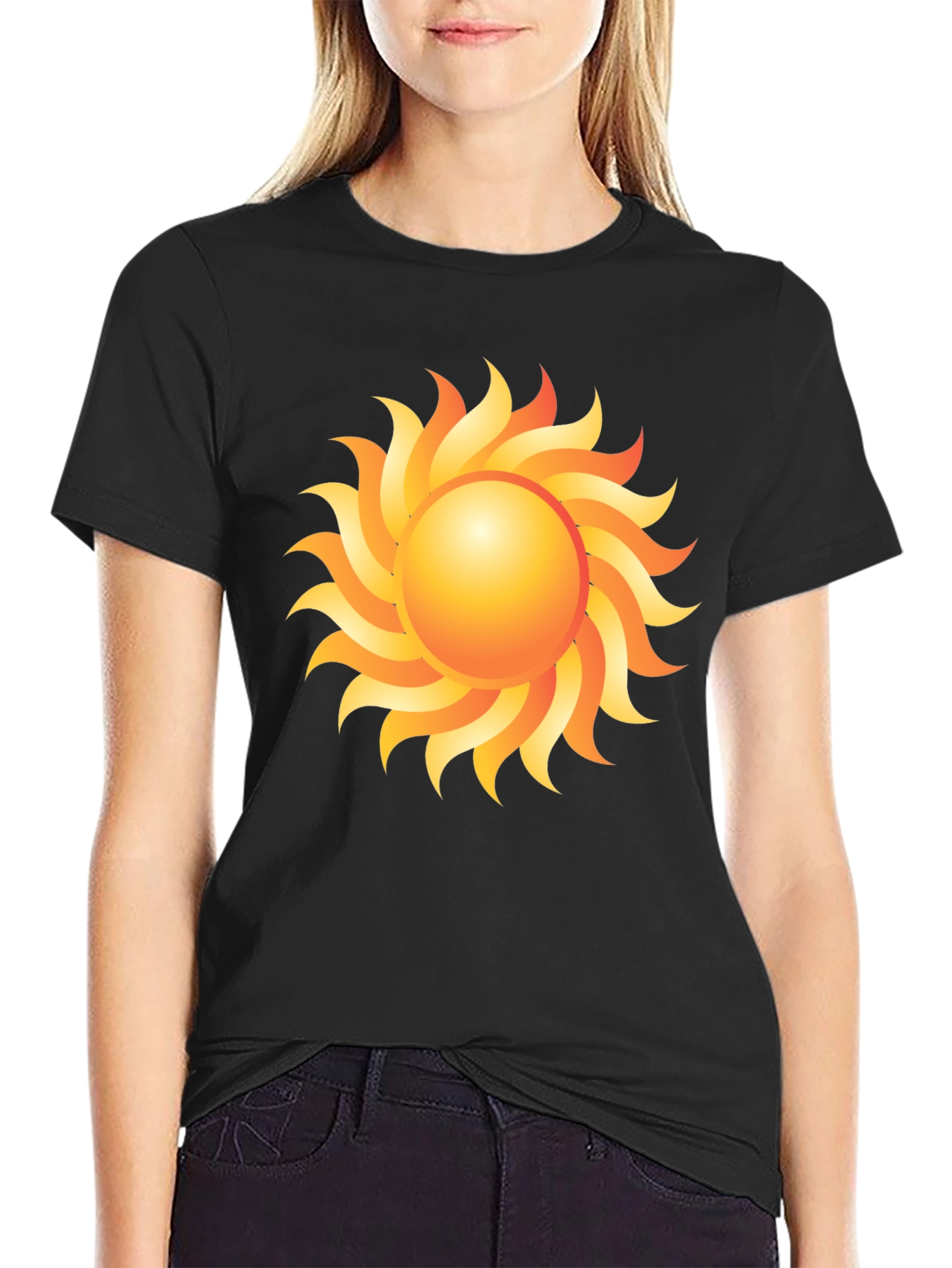 Black Sunburst Graphic Tee - Black Cotton Blend view 2