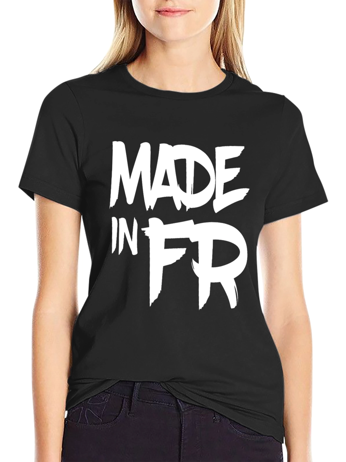 Black Made in FR Graphic Tee - Black Casual T-Shirt view 2