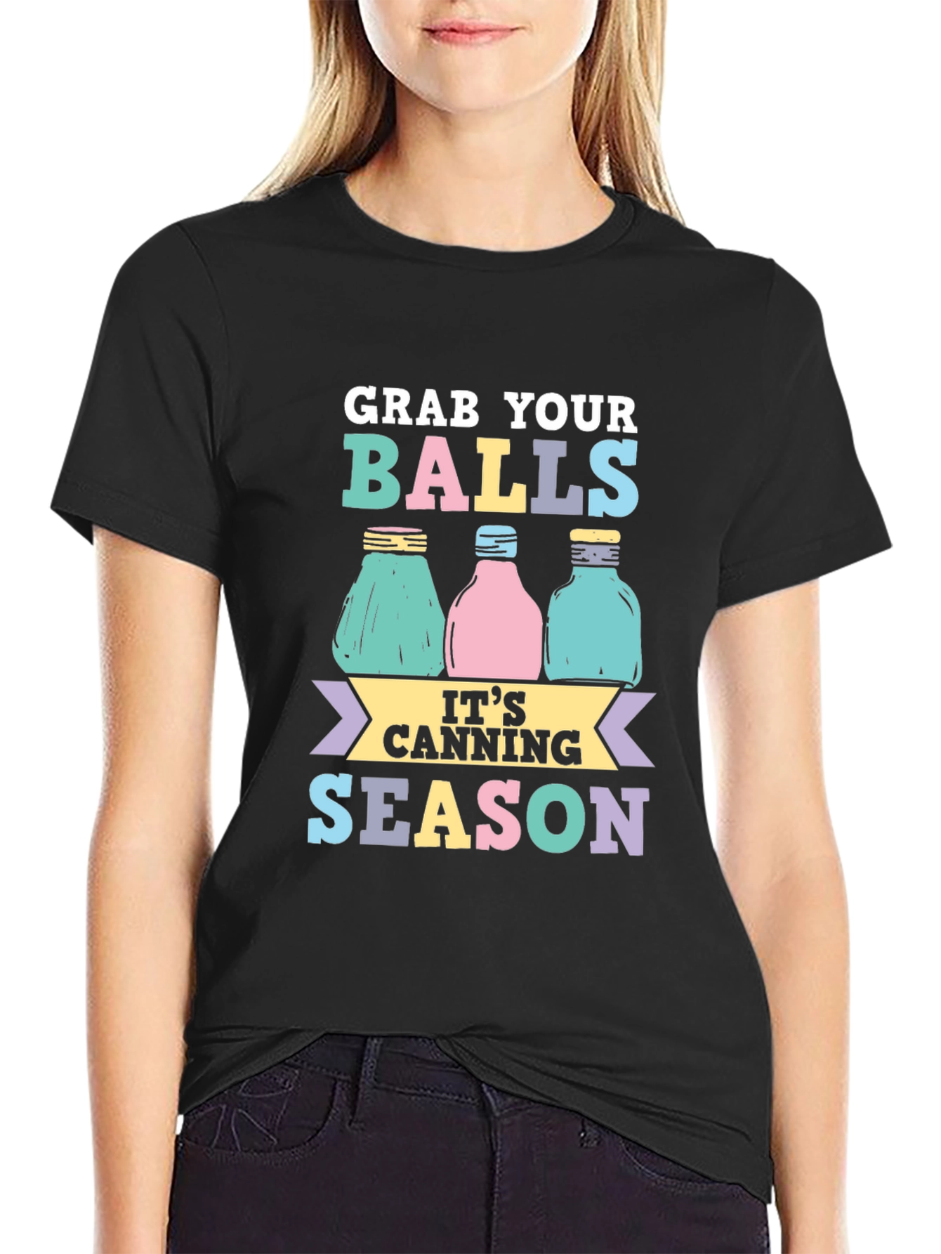 Black Grab Your Balls Canning Season T-Shirt view 2
